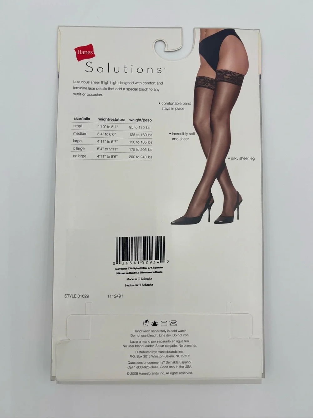 NWT Hanes Solutions Silky Sheer Thigh High Stockings Buff Beige Size M